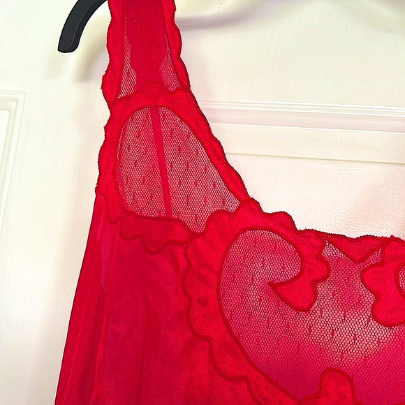 ❤️💋NWOT RED Slip Nightgown.Lace front&ShoulderStraps.Slit bothSides.Midi.M/L🌺 - Picture 5 of 12